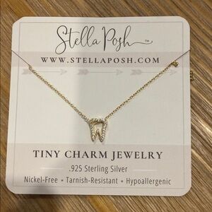 Gold Tooth Charm Necklace - Tiny Gold Charm